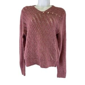 Kauri Kraft Wool Sweater Hand Crafted New Zealand Pullover Open Knit Pink 36 SML